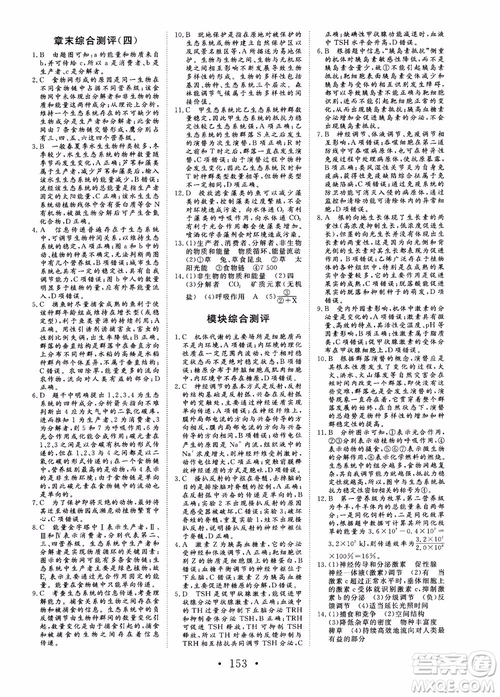 2018-2019課堂新坐標(biāo)高中同步導(dǎo)學(xué)案生物必修3人教版x參考答案