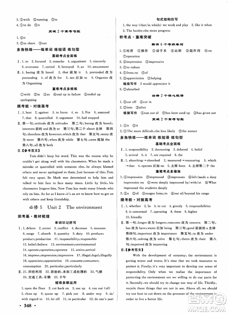 2019課堂新坐標(biāo)高三一輪總復(fù)習(xí)英語(yǔ)譯林版參考答案