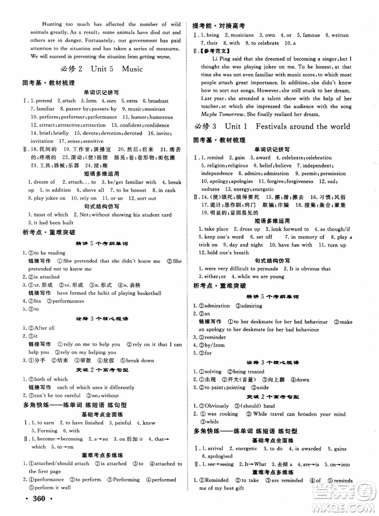 2019英語人教版課堂新坐標高三一輪總復(fù)習(xí)參考答案