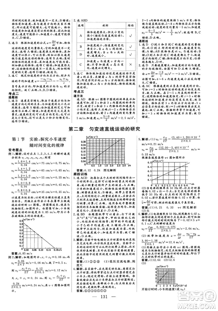 三維設(shè)計2018-2019版物理必修1人教版參考答案