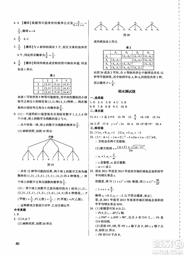 學(xué)而思培優(yōu)2018夯實基礎(chǔ)初三數(shù)學(xué)跟蹤練習(xí)上冊參考答案