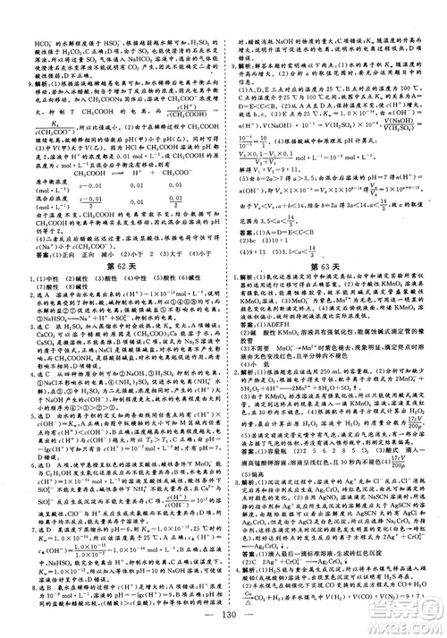 2018年新版三維設(shè)計(jì)巧練100天沖刺985高三化學(xué)參考答案