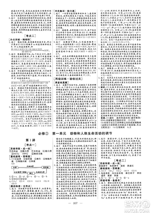 2018版三維設(shè)計(jì)高三一輪高考總復(fù)習(xí)生物參考答案