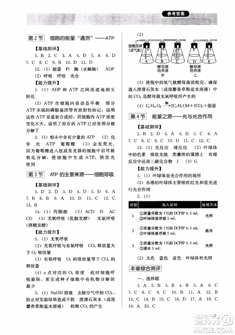 人教金學(xué)典2018同步解析與測(cè)評(píng)高中生物必修1分子與細(xì)胞參考答案