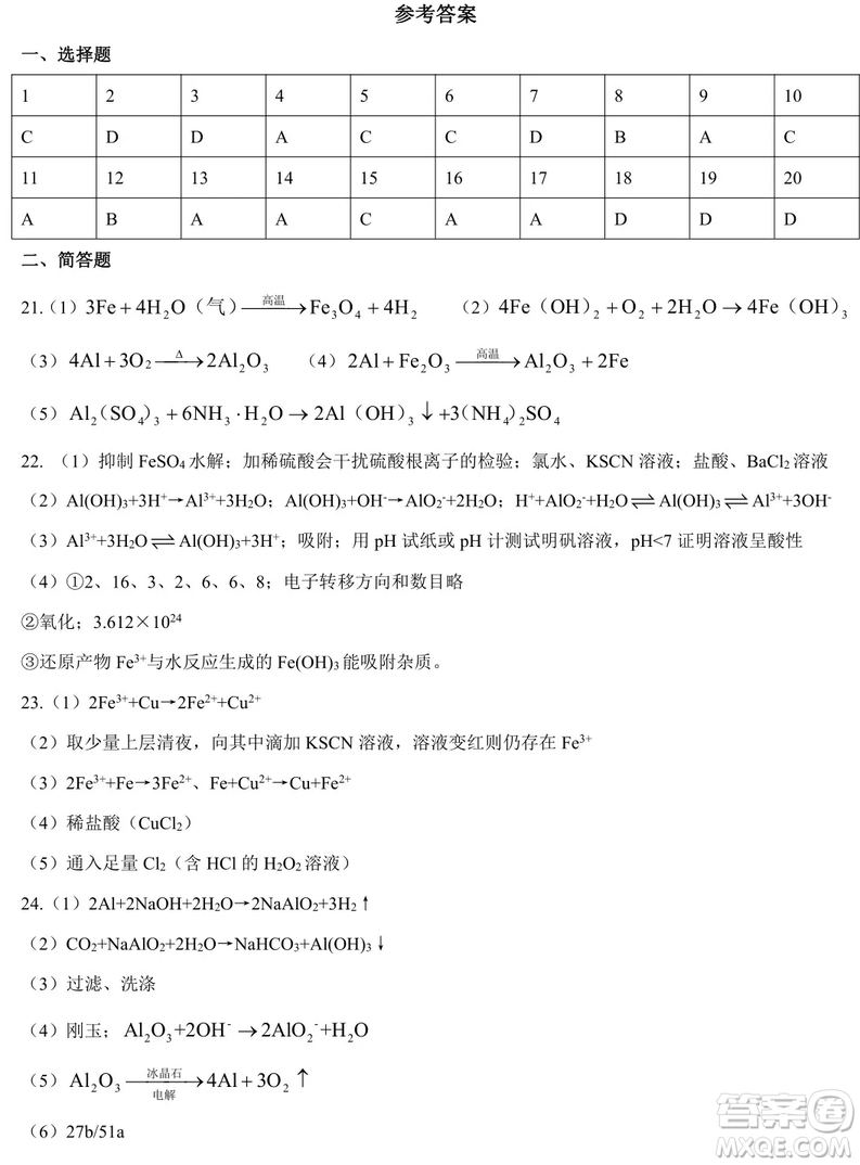 2018-2019學年第一學期上大附中第一次診斷性考試高二化學A卷試題及答案