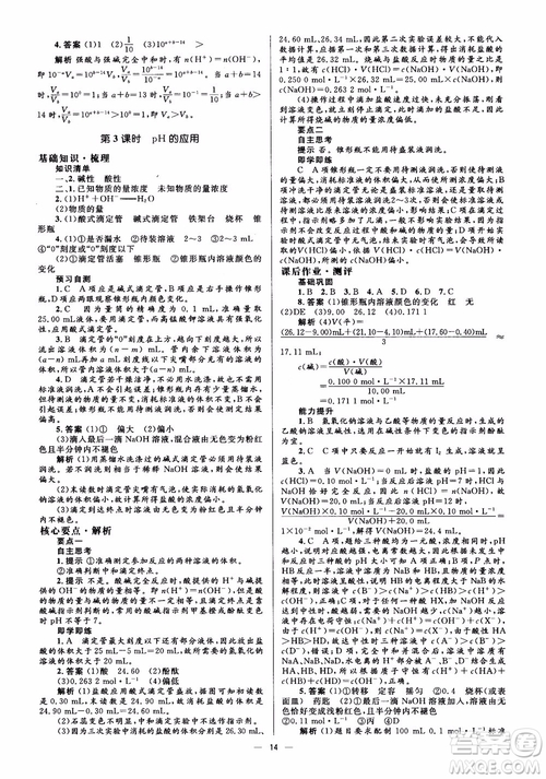 2018高中化學(xué)選修4同步解析與測評學(xué)考練參考答案