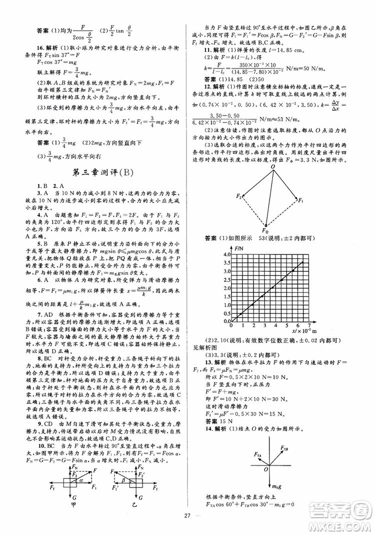 人教金學典2018物理必修1同步解析與測評學考練參考答案