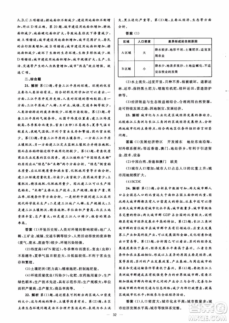 2018人教金學(xué)典同步解析與測評學(xué)考練地理必修3參考答案