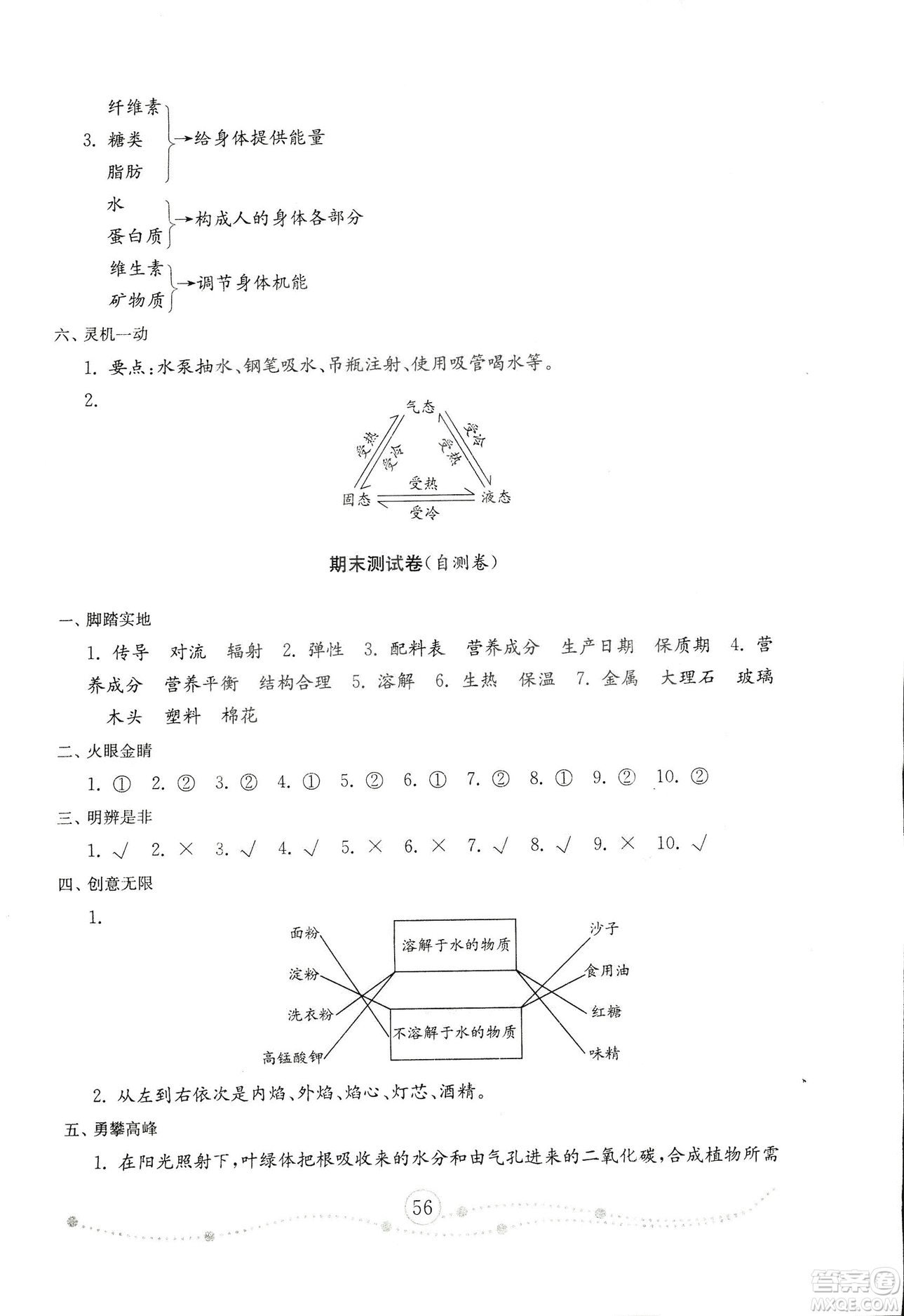 2018年金鑰匙小學(xué)科學(xué)試卷青島版四年級上冊參考答案