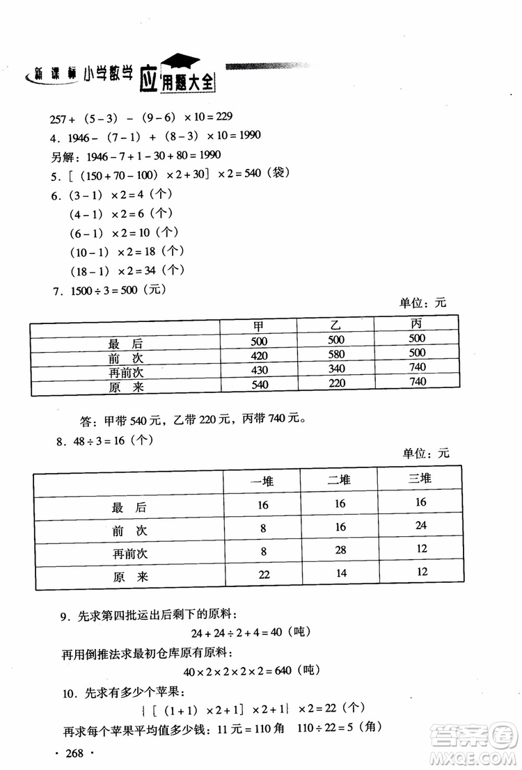 2018新課標(biāo)小學(xué)數(shù)學(xué)應(yīng)用題大全四年級(jí)參考答案