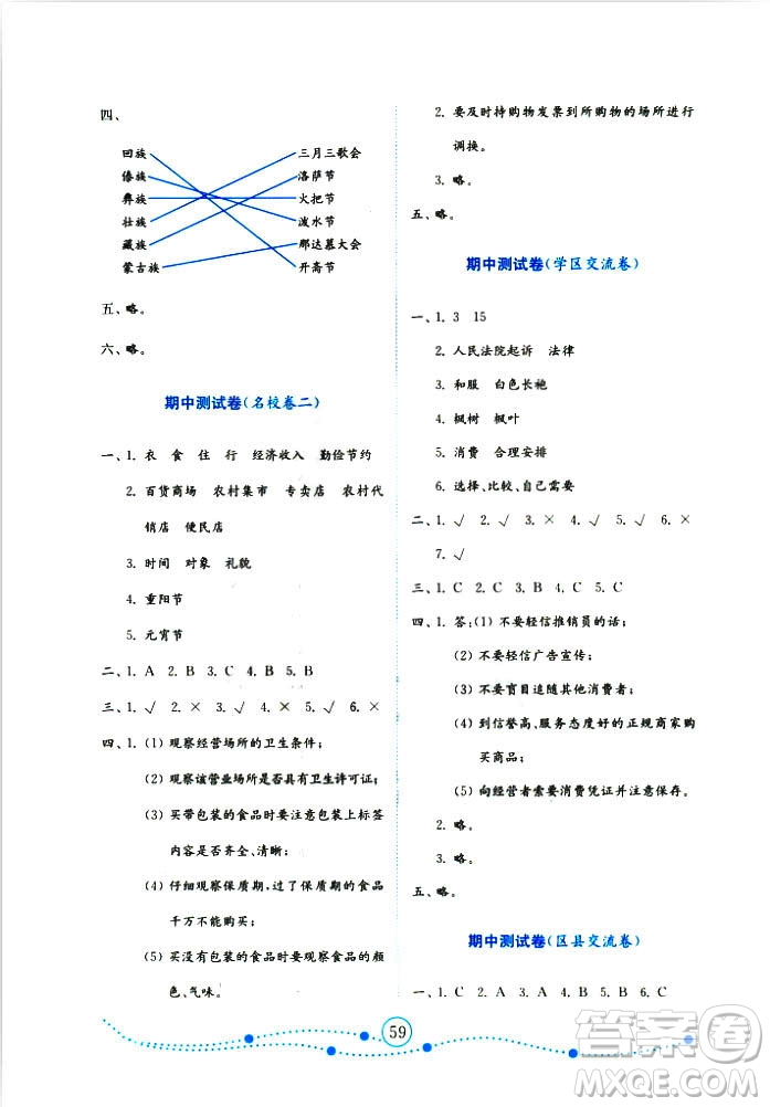 9787532898886金版2018小學(xué)品德與社會試卷金鑰匙魯人版四年級上冊答案