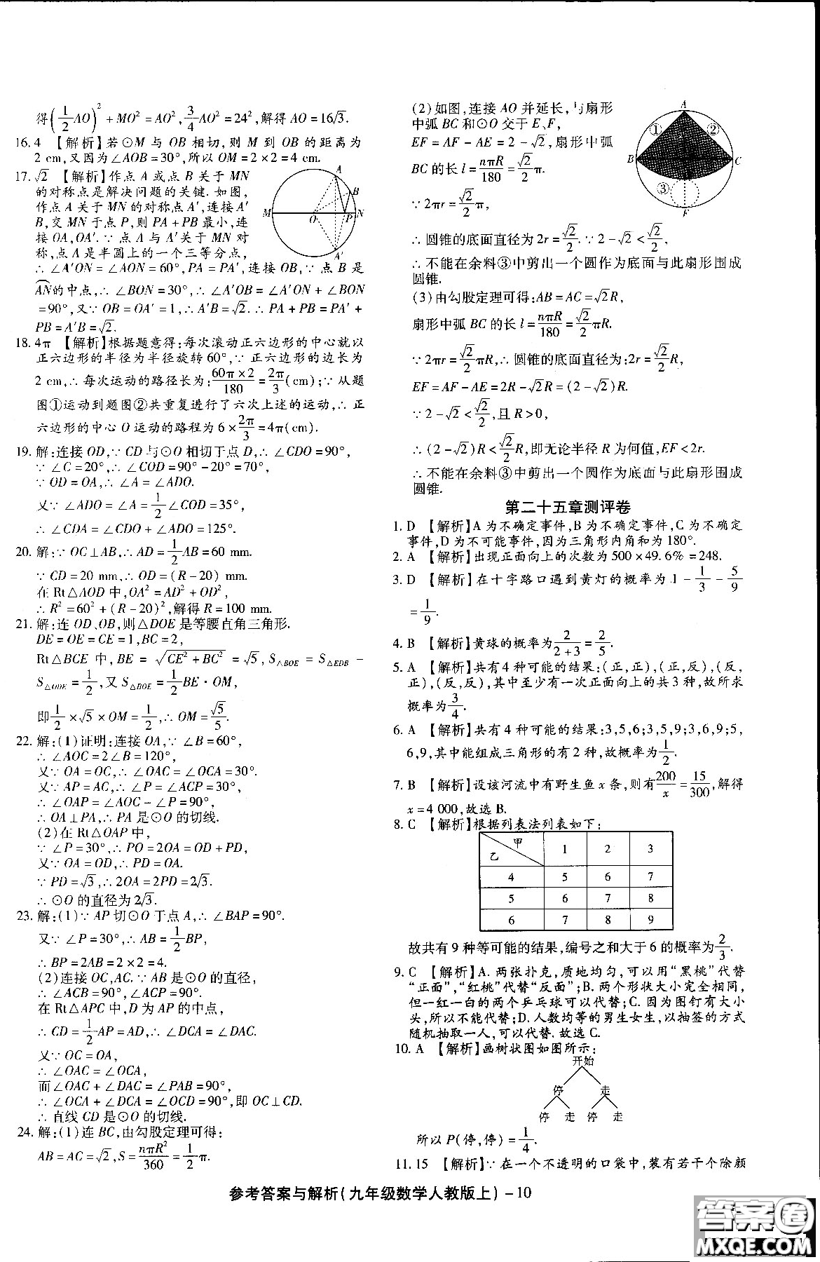 2018年全新版練考通全優(yōu)卷數(shù)學R人教版九年級上冊答案