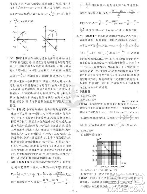 2019衡水高三大聯考理科綜合參考答案