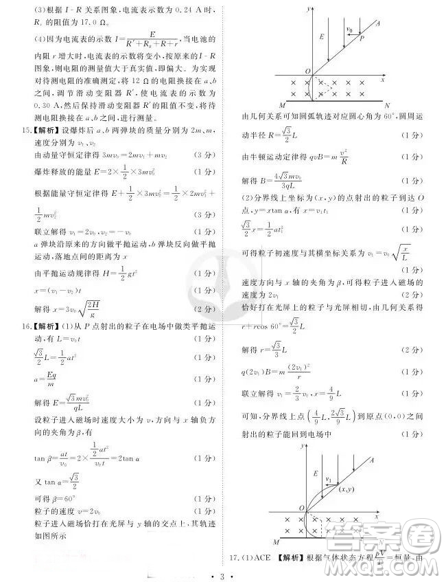 2019衡水高三大聯考理科綜合參考答案