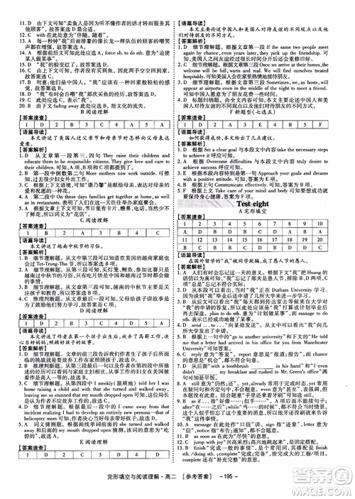 唐人英語(yǔ)2018頂尖訓(xùn)練高二完形填空與閱讀理解160篇參考答案