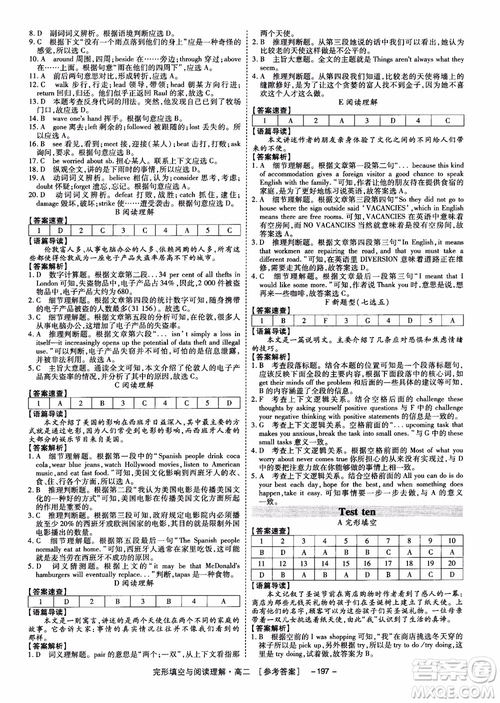 唐人英語(yǔ)2018頂尖訓(xùn)練高二完形填空與閱讀理解160篇參考答案