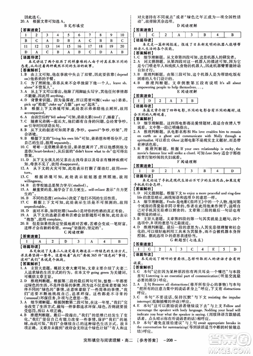 唐人英語(yǔ)2018頂尖訓(xùn)練高二完形填空與閱讀理解160篇參考答案