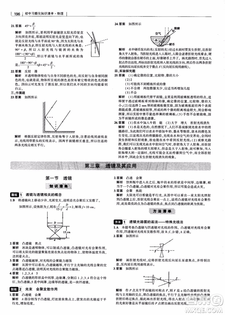 曲一線2019版初中習(xí)題化知識(shí)清單物理第2次修訂參考答案