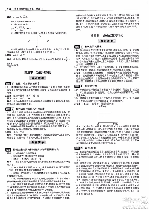 曲一線2019版初中習(xí)題化知識(shí)清單物理第2次修訂參考答案