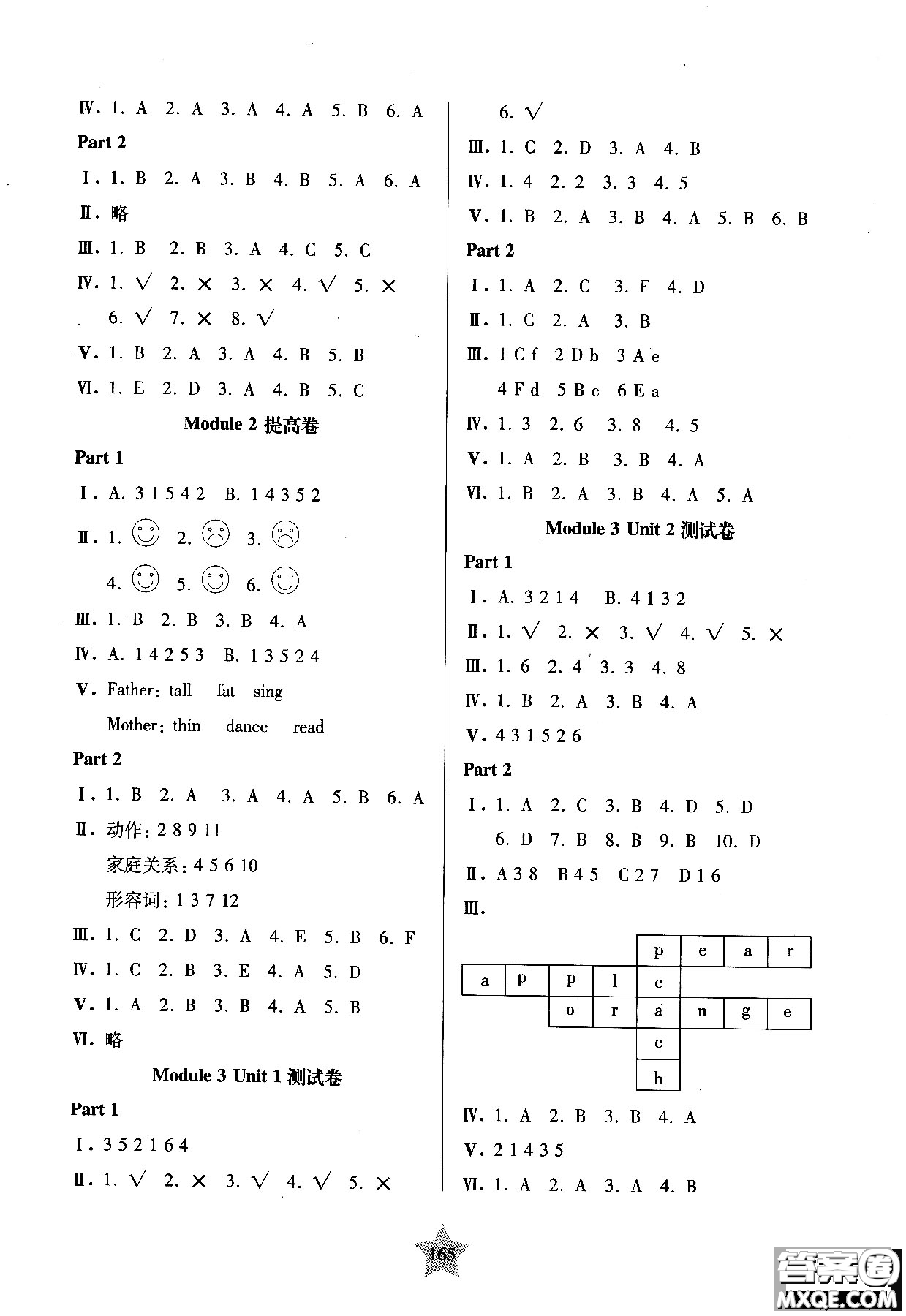 交大之星2018年一卷通關(guān)一年級第一學(xué)期英語參考答案