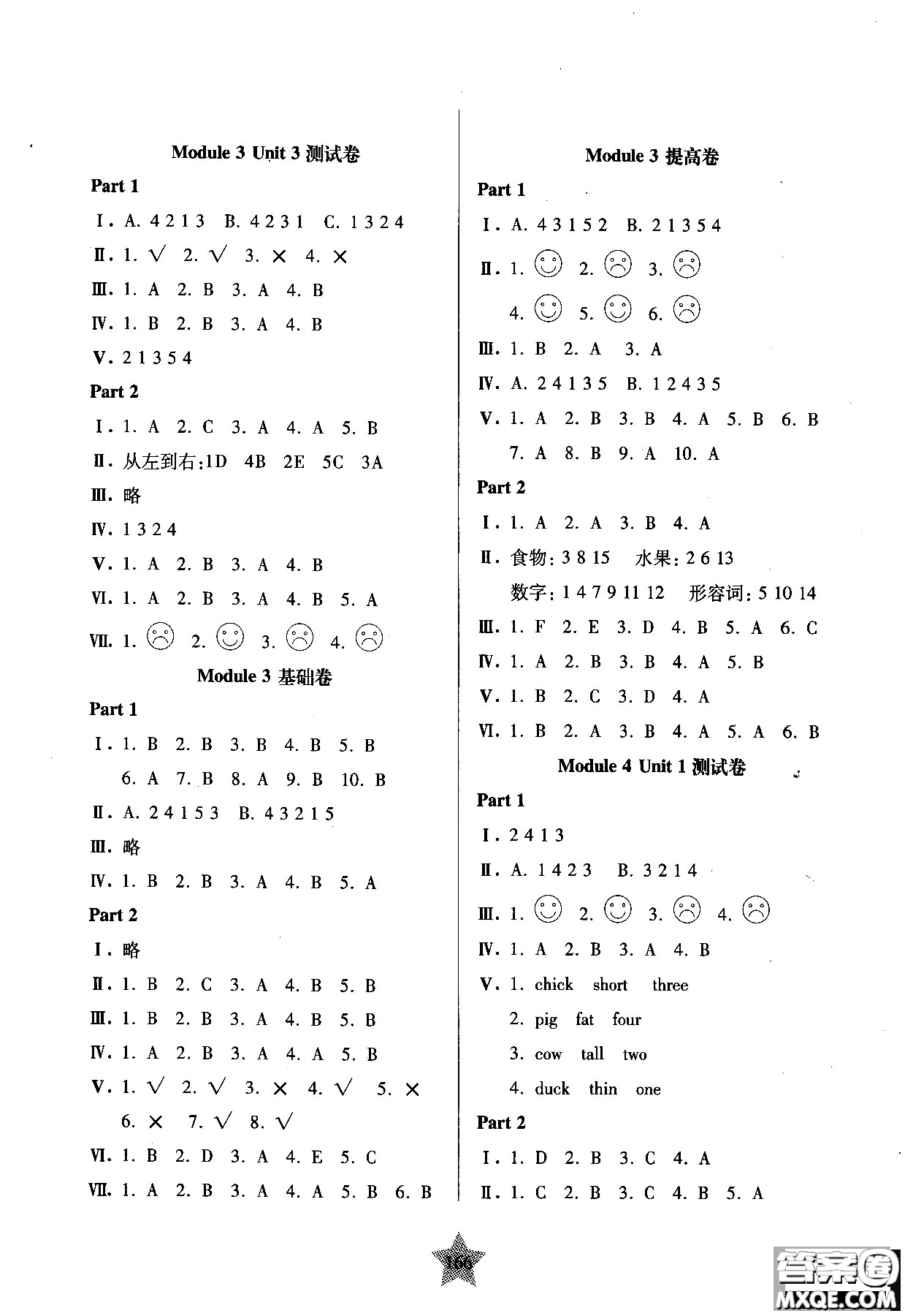 交大之星2018年一卷通關(guān)一年級第一學(xué)期英語參考答案