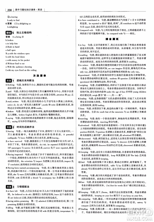 2019版曲一線科學(xué)備考高中習(xí)題化知識清單英語參考答案