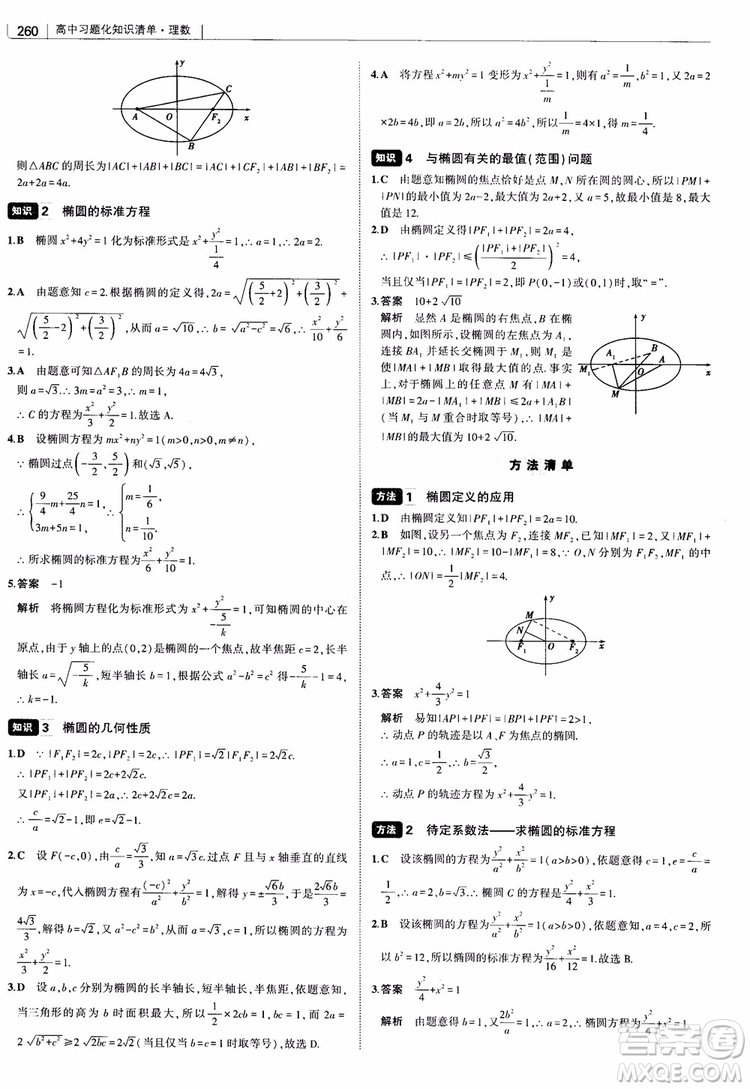 曲一線2019版高中習(xí)題化知識清單理數(shù)參考答案