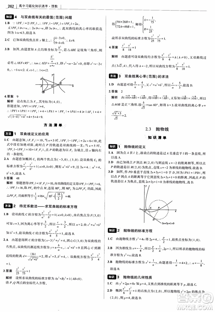 曲一線2019版高中習(xí)題化知識清單理數(shù)參考答案