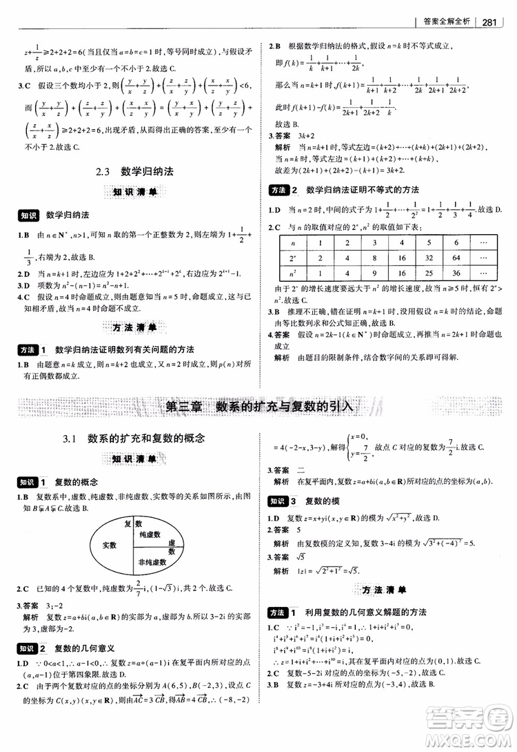 曲一線2019版高中習(xí)題化知識清單理數(shù)參考答案