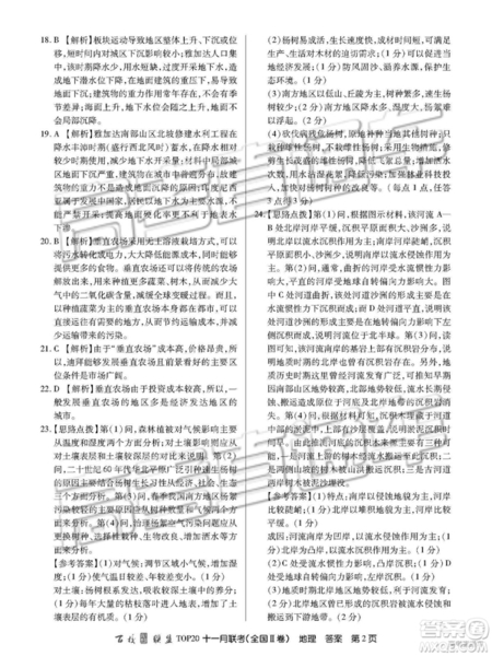 百校聯(lián)盟2019屆TOP20十一月聯(lián)考全國(guó)Ⅱ卷地理試卷及參考答案