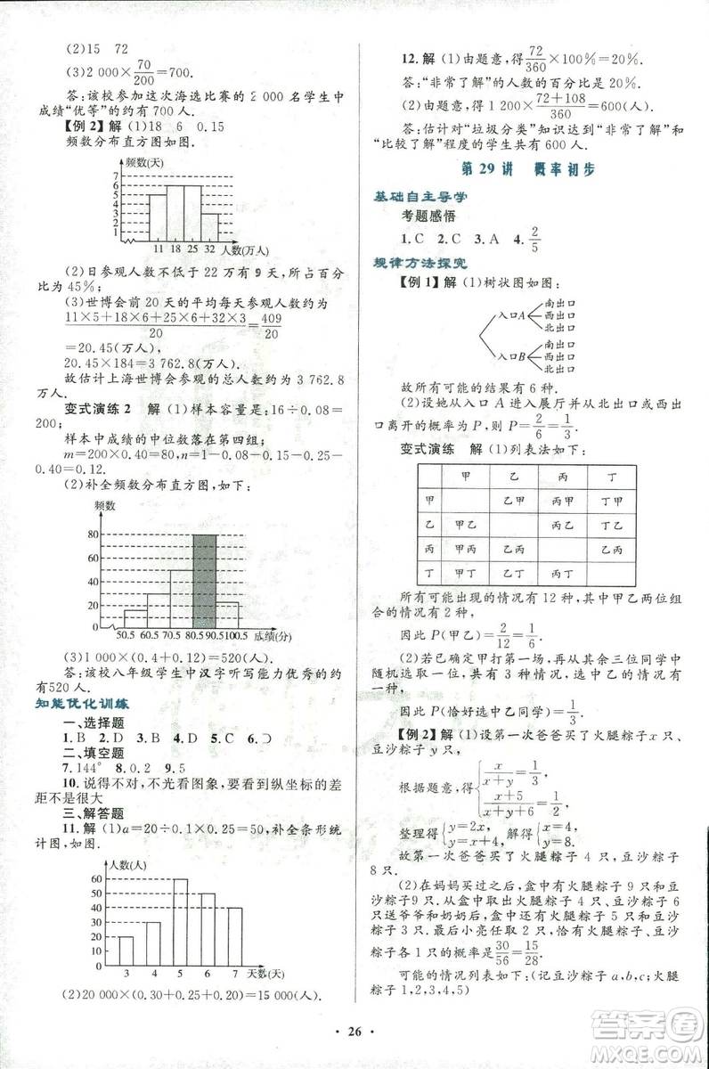 2018年初中總復(fù)習(xí)優(yōu)化設(shè)計(jì)浙江專版數(shù)學(xué)參考答案