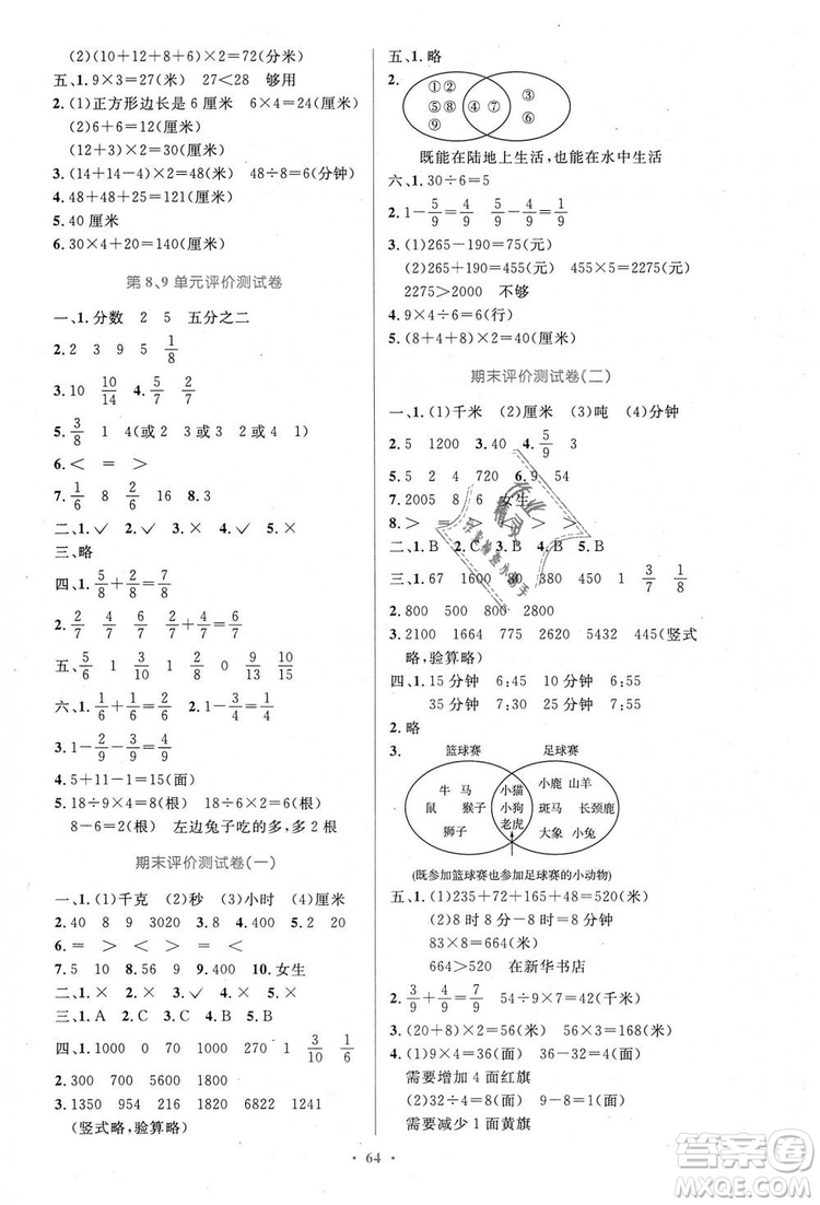 9787107317941小學(xué)同步測(cè)控優(yōu)化設(shè)計(jì)2018年三年級(jí)數(shù)學(xué)上冊(cè)人教版增強(qiáng)版答案