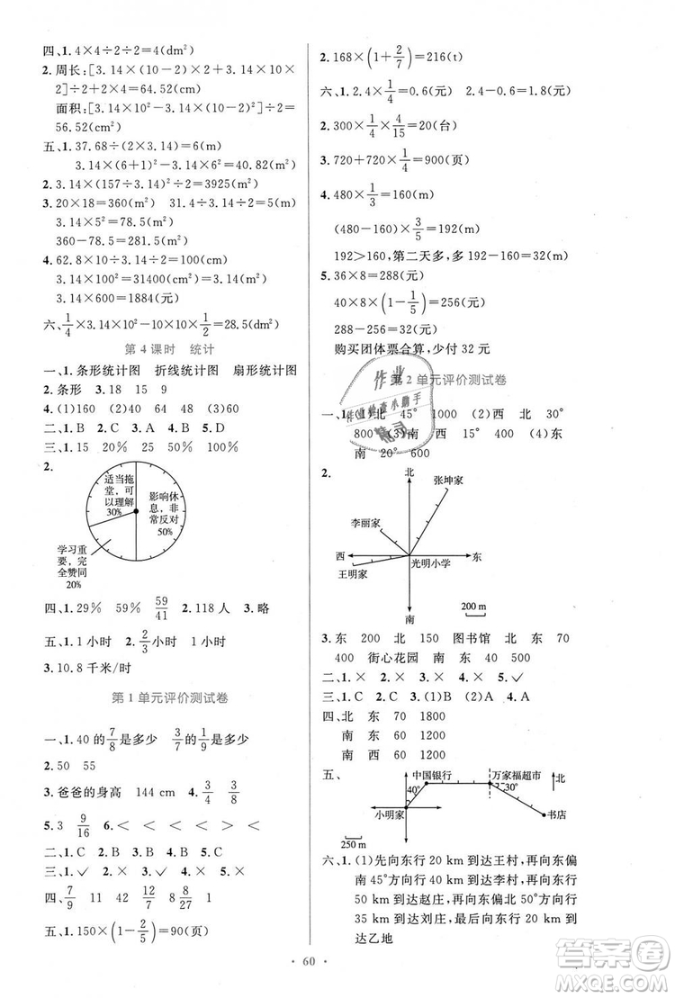 人教增強(qiáng)版2018小學(xué)同步測(cè)控優(yōu)化設(shè)計(jì)6年級(jí)上冊(cè)數(shù)學(xué)答案