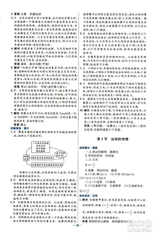 2018新版初中同步測控優(yōu)化設計八年級上冊物理人教版答案