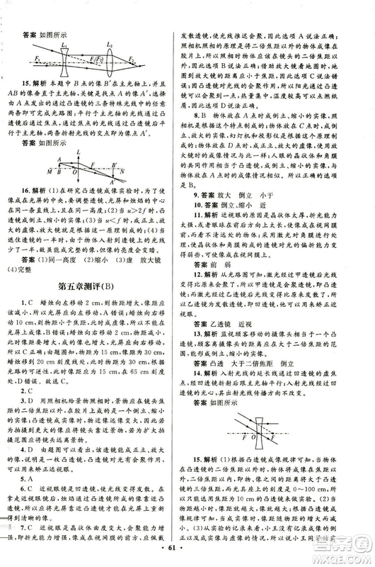 2018新版初中同步測控優(yōu)化設計八年級上冊物理人教版答案