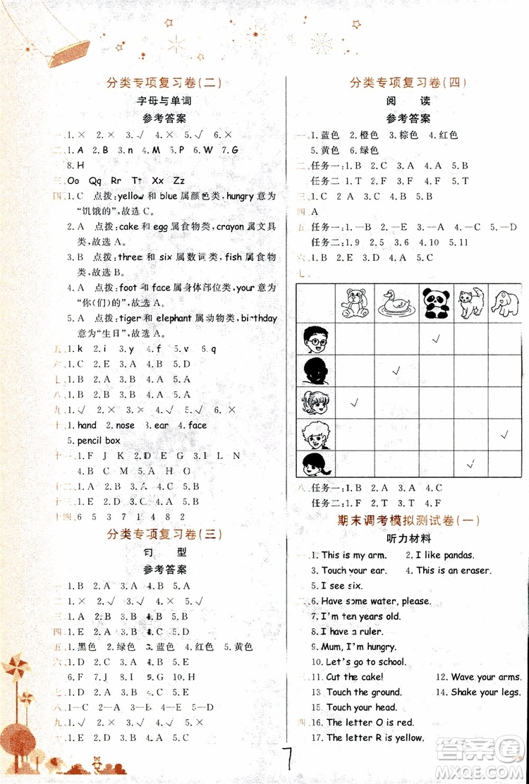 9787508829340黃岡小狀元達(dá)標(biāo)卷三年級上冊英語人教版RP版參2018考答案