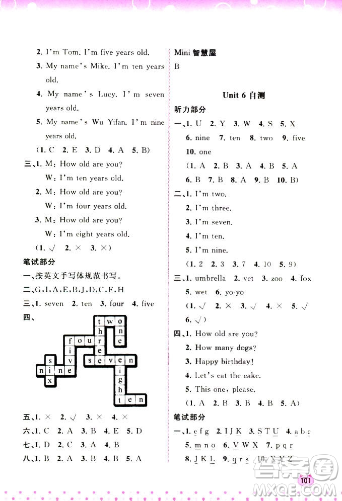 2018版新課程學(xué)習(xí)與測(cè)評(píng)同步學(xué)習(xí)英語(yǔ)三年級(jí)上冊(cè)人教版答案