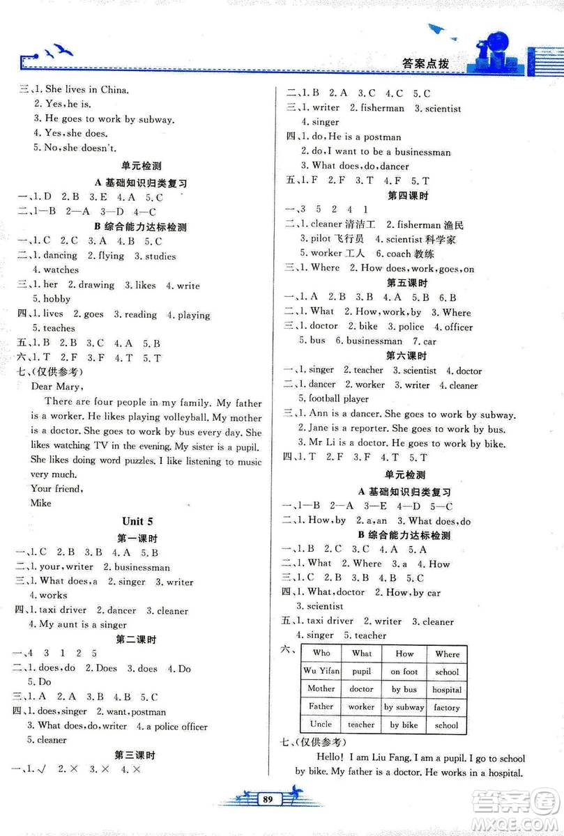 9787107285233陽光課堂金牌練習冊2018年六年級上冊人教版PEP答案