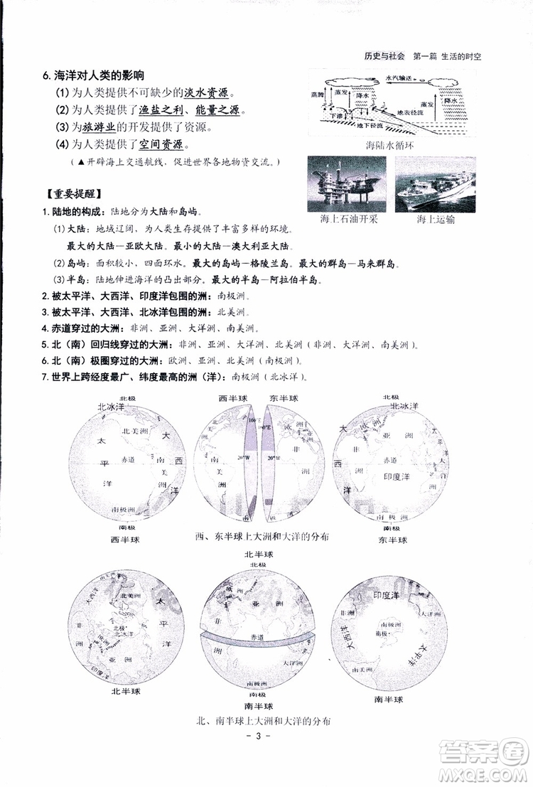 2018楊柳文化歷史與社會思想品德中考總復習學習手冊考點解讀省考點版參考答案