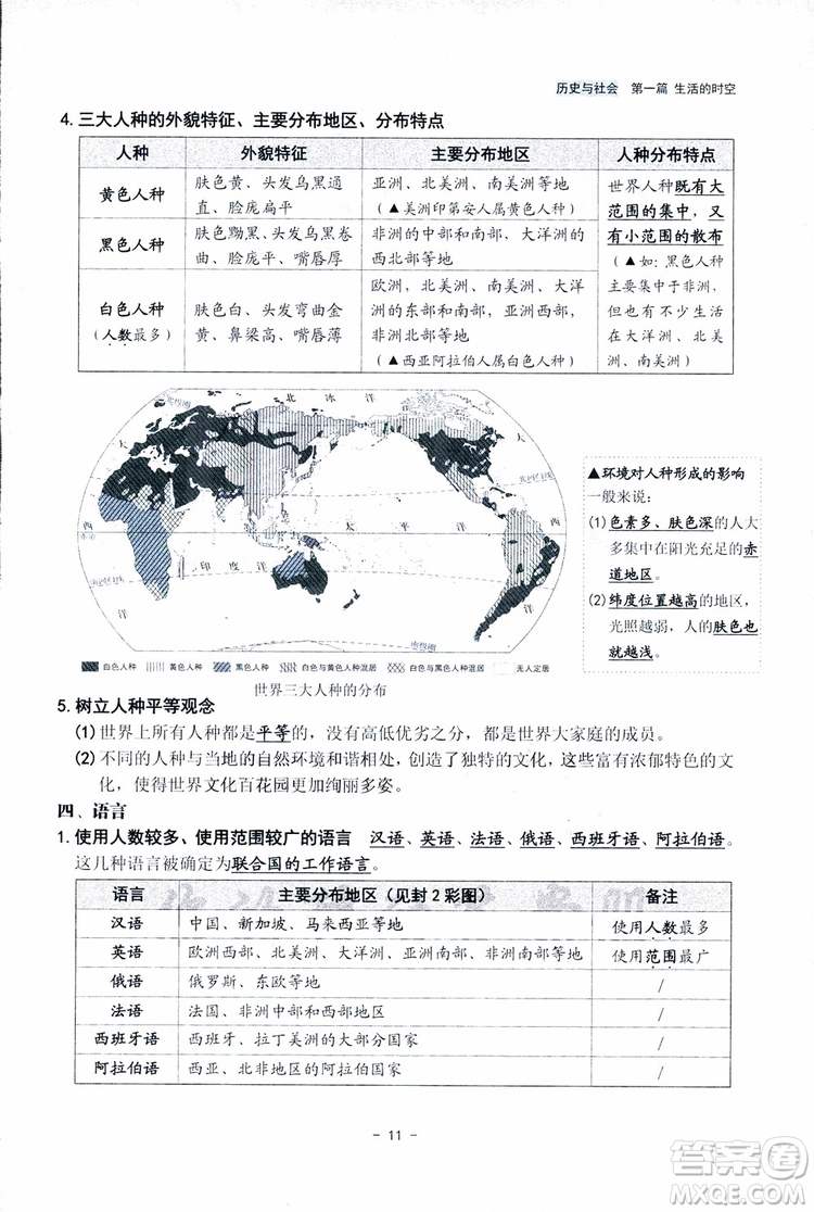 2018楊柳文化歷史與社會思想品德中考總復習學習手冊考點解讀省考點版參考答案