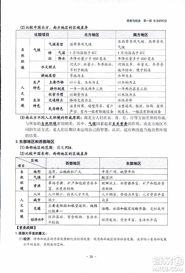 2018楊柳文化歷史與社會思想品德中考總復習學習手冊考點解讀省考點版參考答案