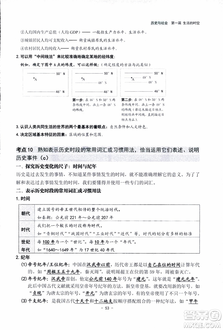 2018楊柳文化歷史與社會思想品德中考總復習學習手冊考點解讀省考點版參考答案