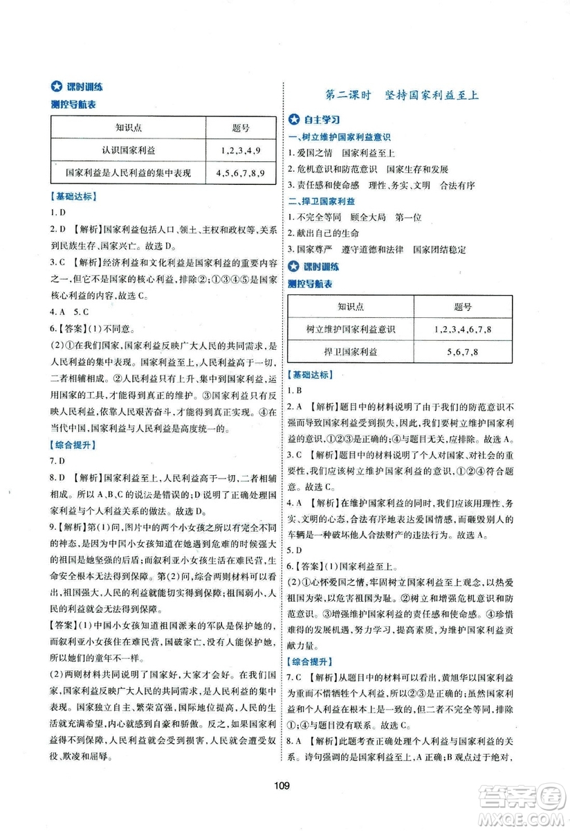 2018年新課程學(xué)習(xí)與評價八年級道德與法治上冊答案