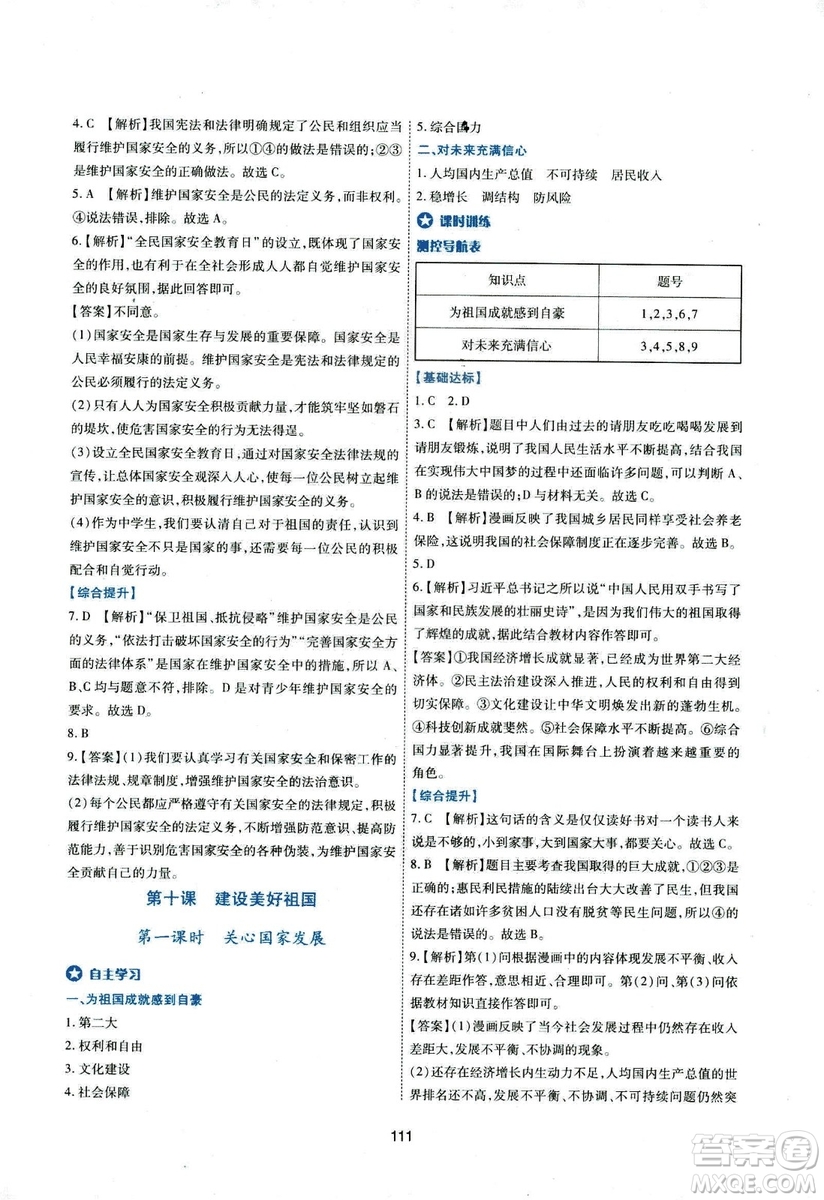 2018年新課程學(xué)習(xí)與評價八年級道德與法治上冊答案