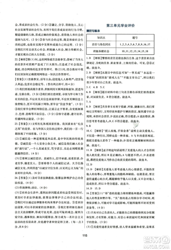 2018年新課程學(xué)習(xí)與評價八年級道德與法治上冊答案