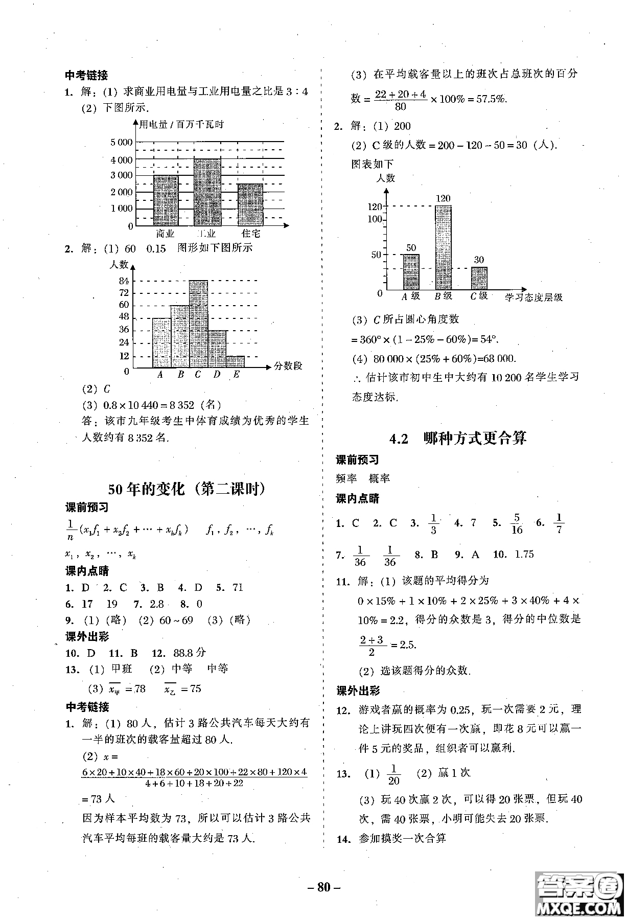 2018年秋南粵學(xué)典學(xué)考精練數(shù)學(xué)九年級(jí)全一冊(cè)參考答案