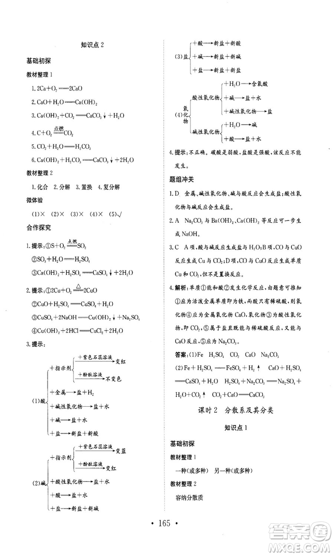 新編高中同步作業(yè)2018秋化學必修1人教版答案