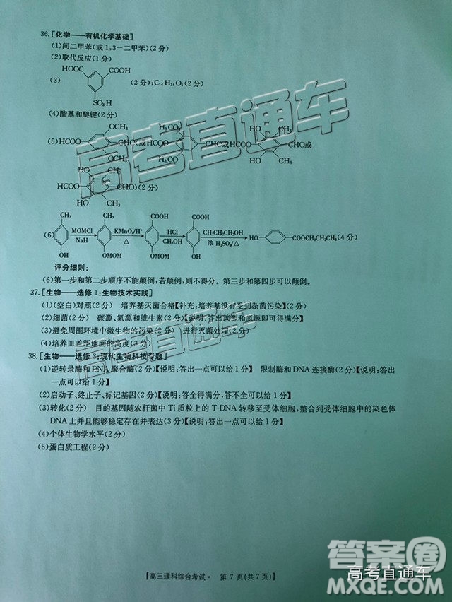 2018年11月廣東金太陽百校聯(lián)考理綜試題及參考答案