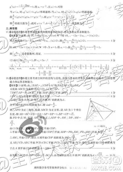 華大新高考聯(lián)盟2019屆高三11月理數(shù)教學質(zhì)量測評答案