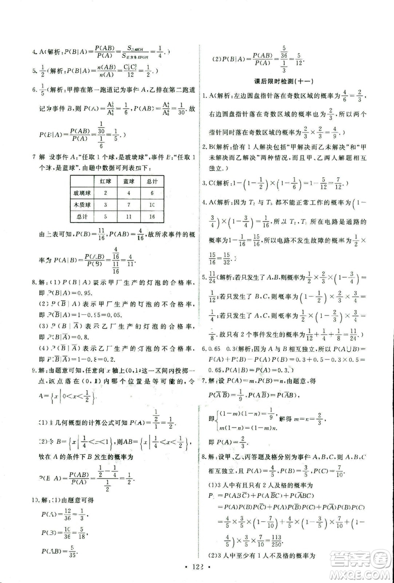 人教版2018年天舟文化能力培養(yǎng)與測試數(shù)學(xué)選修2-3A版答案